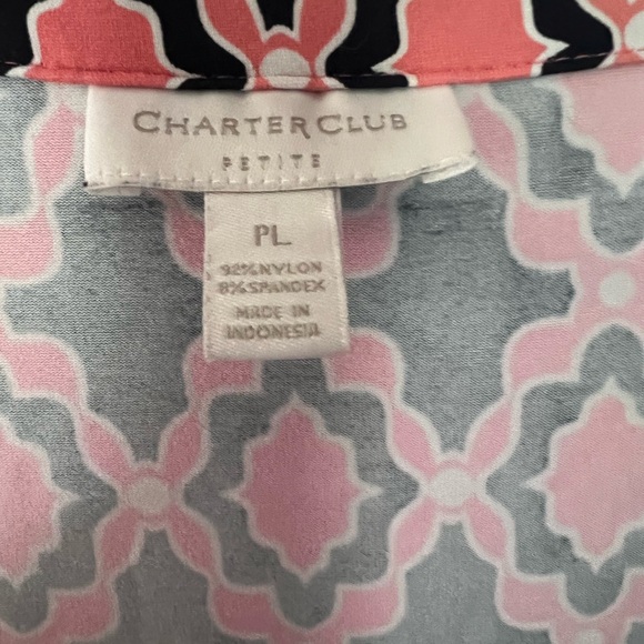 Charter Club Pink and‎ Black Geometric Dress size petite large - Picture 2 of 3